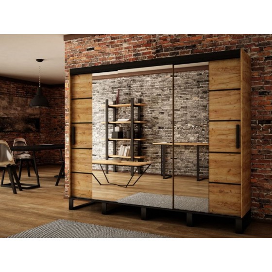 Armoire dressing,  3 portes, 2 penderies, 10 niches et 3 miroirs,  Gamme RICCIANO_V4