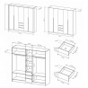 Armoire-dressing 3 portes et 3 tiroirs avec led , Gamme nevada