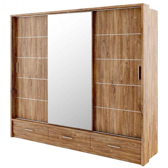 Armoire dressing  3 portes coulissantes avec tiroirs , Gamme concept