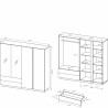Armoire dressing 4 portes 2 tiroirs , Gamme siena
