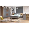 Dressing en bois gris et chêne, 2 portes coulissantes, led, Gamme davos