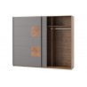 Dressing en bois gris et chêne, 2 portes coulissantes, led, Gamme davos