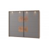 Dressing en bois gris et chêne, 2 portes coulissantes, led, Gamme davos