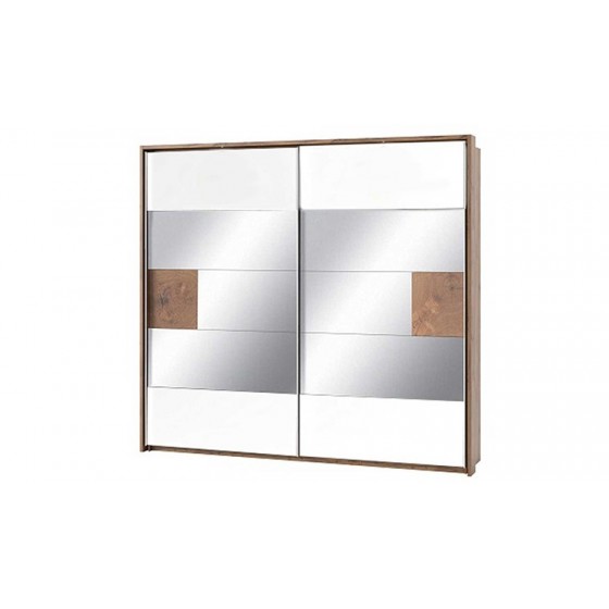 Dressing en bois, 2 portes miroirs coulissantes, led, Gamme davos