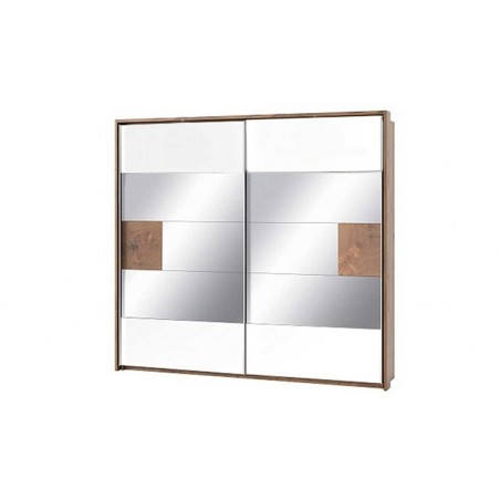 Dressing en bois, 2 portes miroirs coulissantes, led, Gamme davos