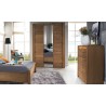 Dressing en chêne et mdf, 2 portes, 1 porte miroir, led, Gamme boston