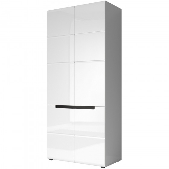 Armoire dressing 2 portes  2 niches et 2 penderies, couleur blanc et noir, Gamme TOREK