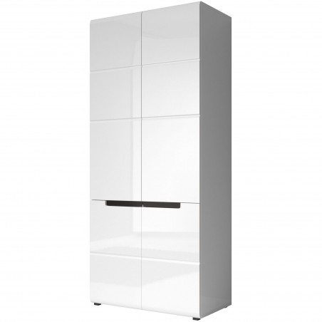 Armoire dressing 2 portes  2 niches et 2 penderies, couleur blanc et noir, Gamme TOREK
