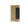 Armoire dressing, 2 portes,  2 niches et 1 penderie, couleur chêne artisanal avec éléments noirs mat