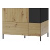 Armoire dressing, 2 portes,  2 niches et 1 penderie, couleur chêne artisanal avec éléments noirs mat