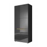 Armoire dressing 2 portes  2 niches et 2 penderies, couleur noir et bois, Gamme TOREKB