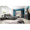 Armoire dressing 2 portes  2 niches et 2 penderies, couleur noir et bois, Gamme TOREKB