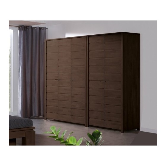 Dressing en bois et wenge laqué, 3 portes avec penderie, Gamme carouge