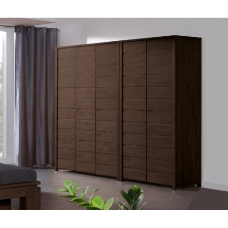 Dressing en bois et wenge laqué, 3 portes avec penderie, Gamme carouge