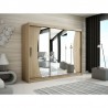 Armoire dressing,  longeur 250 cm, 3 portes , 2 pendries et 10 niches, couleur somona,  Gamme WAVE