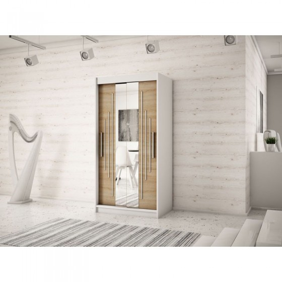 Armoire dressing,  longeur 120 cm, 2 portes, 2 penderies et 5 niches,  Gamme YORK_01