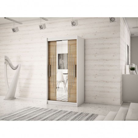 Armoire dressing,  longeur 120 cm, 2 portes, 2 penderies et 5 niches,  Gamme YORK_01