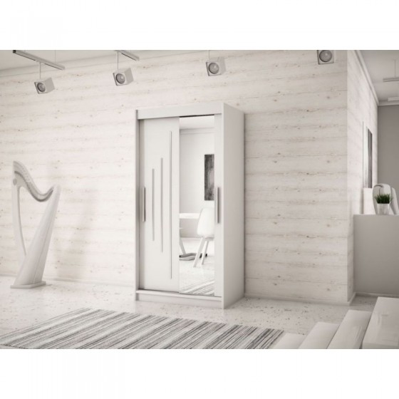 Armoire dressing,  longeur 120 cm, 2 portes, 2 penderies et 5 niches,  Gamme YORK_02