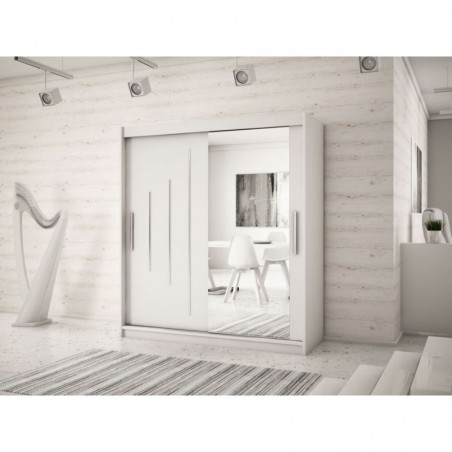 Armoire dressing,  longeur 180 cm, 2 portes, 2 penderies et 10 niches,  Gamme YORK_02