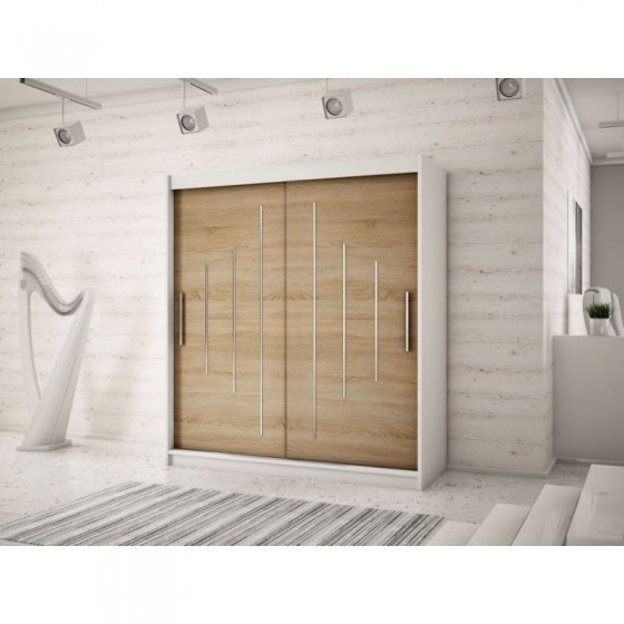 Armoire dressing,  longeur 150 cm, 2 portes, 2 penderies et 5 niches,  Gamme YORK