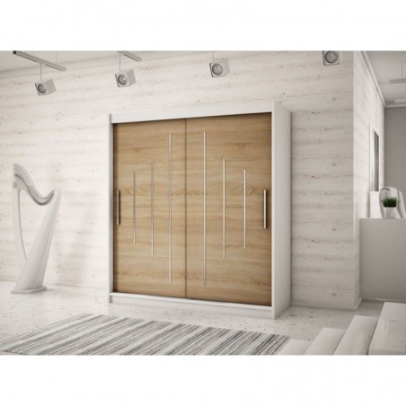 Armoire dressing,  longeur 150 cm, 2 portes, 2 penderies et 5 niches,  Gamme YORK