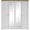 Armoire dressing 4 portes, 6 niches et 1 penderie, couleur bois et blanc, Gamme EvoBlanc