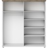 Armoire dressing 4 portes, 6 niches et 1 penderie, couleur bois et blanc, Gamme EvoBlanc