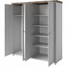 Armoire dressing 4 portes, 6 niches et 1 penderie, couleur bois et blanc, Gamme EvoBlanc