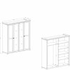 Armoire dressing 4 portes, 6 niches et 1 penderie, couleur bois et blanc, Gamme EvoBlanc