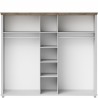 Armoire dressing 5 portes, 7 niches et 2 penderies, couleur bois et blanc, Gamme EvoBlanc