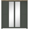 Armoire dressing 4 portes, 6 niches et 1 penderie, couleur bois et vert, Gamme EvoVert