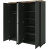 Armoire dressing 4 portes, 6 niches et 1 penderie, couleur bois et vert, Gamme EvoVert
