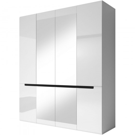 Armoire dressing 4 portes, couleur blanc, Gamme KaliBlanc