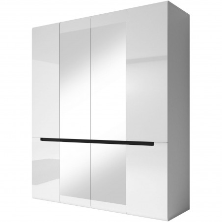 Armoire dressing 4 portes, couleur blanc, Gamme KaliBlanc