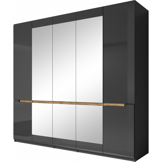 Armoire dressing 5 portes,  couleur noir, Gamme KaliAnth