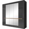Armoire dressing 5 portes,  couleur noir, Gamme KaliAnth