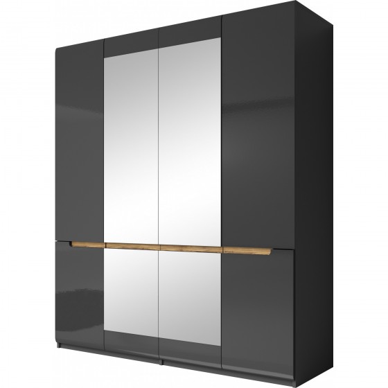 Armoire dressing 4 portes,  couleur noir, Gamme KaliAnth