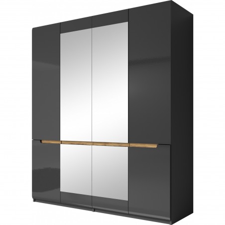 Armoire dressing 4 portes,  couleur noir, Gamme KaliAnth