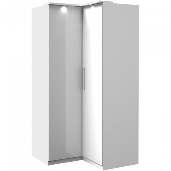 Armoire dressing d'angle, 2 niches et 2 penderies, couleur blanc, Gamme MitaBlanc
