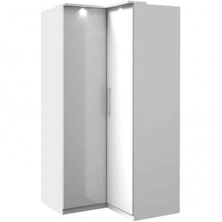 Armoire dressing d'angle, 2 niches et 2 penderies, couleur blanc, Gamme MitaBlanc