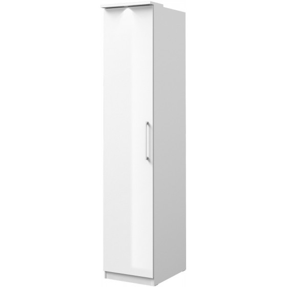 Armoire dressing, 1 porte et 5 niches, couleur blanc, Gamme MitaBlanc