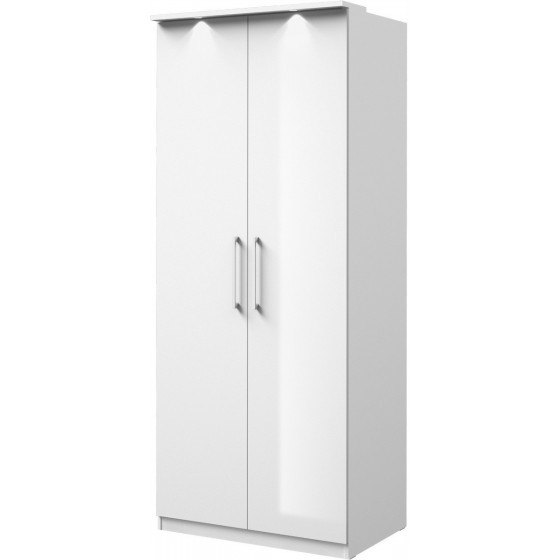 Armoire dressing, 2 portes 1 niche et 1 penderie, couleur blanc, Gamme MitaBlanc