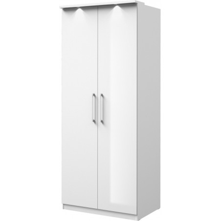 Armoire dressing, 2 portes 1 niche et 1 penderie, couleur blanc, Gamme MitaBlanc