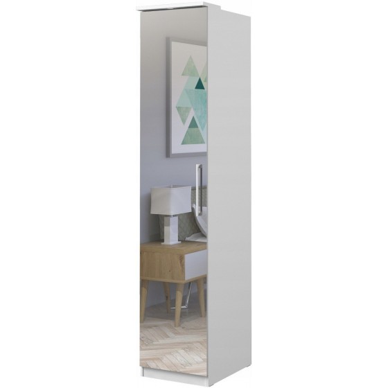 Armoire dressing, 1 porte miroir et 5 niches, couleur blanc, Gamme MitaBlanc