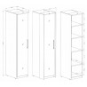 Armoire dressing, 1 porte miroir et 5 niches, couleur blanc, Gamme MitaBlanc