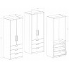 Armoire dressing, 2 portes 3 tiroirs et 1 penderie, couleur blanc, Gamme MitaBlanc