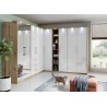 Armoire dressing, 1 porte et 5 niches, couleur blanc et bois, Gamme MitaBois