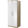 Armoire dressing, 2 portes 1 niche et 1 penderie, couleur blanc et bois, Gamme MitaBois