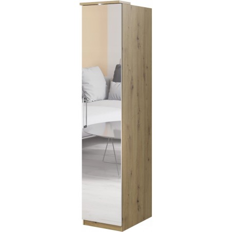 Armoire dressing, 1 porte miroir et 5 niches, couleur bois, Gamme MitaBois
