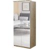 Armoire dressing, 2 portes miroirs 1 niche et 1 penderie, couleur blanc et bois, Gamme MitaBois